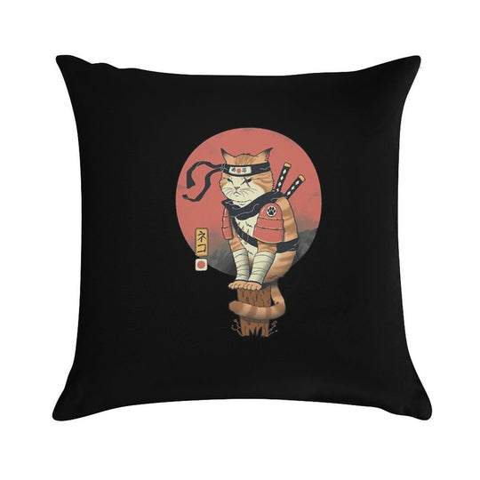 Shinobi Cat Soft Luxury Feel Throw Pillow