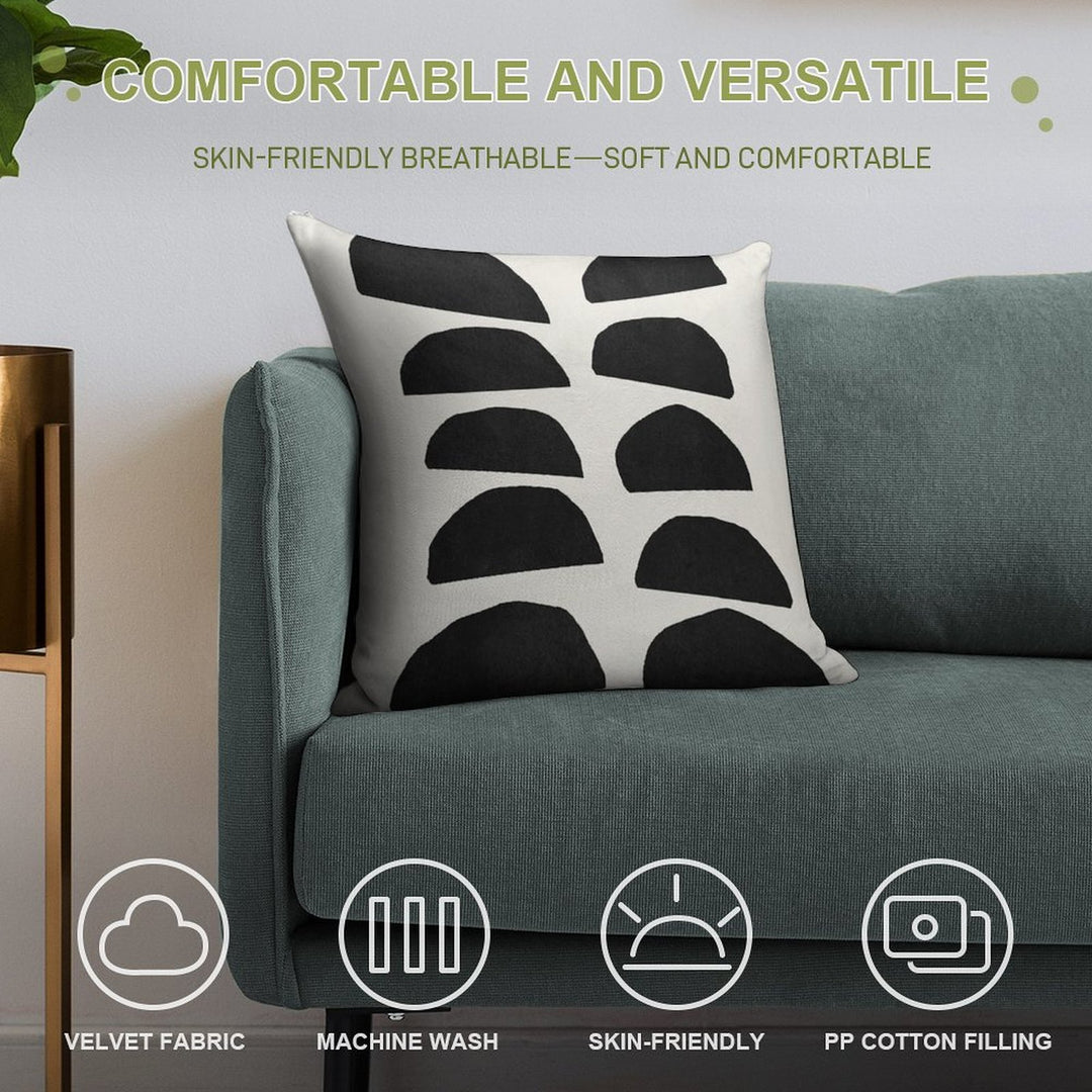 Abstract Black Shapes Art, Mid Century Modern Art Soft Anti-Pilling Throw Pillow