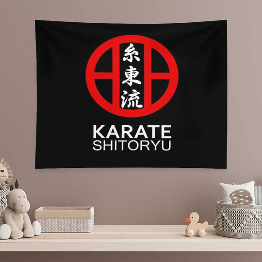 Karate Shitoryu Kanji And Symbol White Text Tapestry