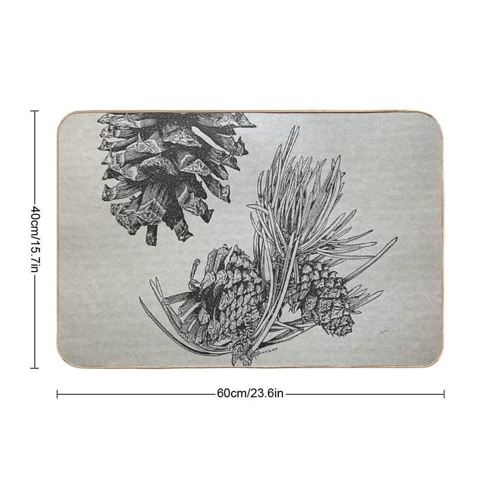 Long Pole Pine Vintage Plate  Repositionable Bath Mat