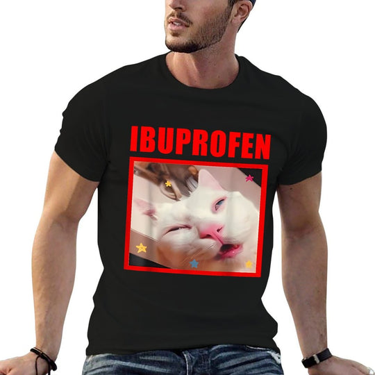 Ibuprofen Cat Meme Men Women Kids  Wrinkle-resistant T-Shirt