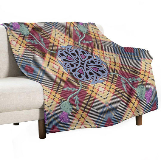 Scottish Thistle Tartan Easy Care Throw Blanket