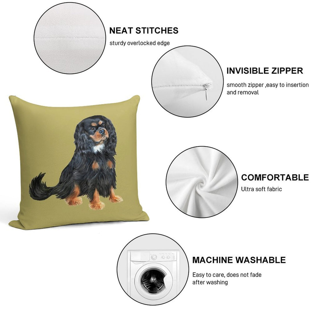 Cavalier King Charles Spaniel (black And Tan) Soft Anti-Pilling Throw Pillow