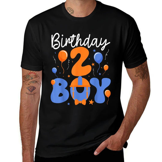 2 Year Old Birthday Boy Two Happy 2nd Birthday Boys Kids  Fade-proof Color T-Shirt