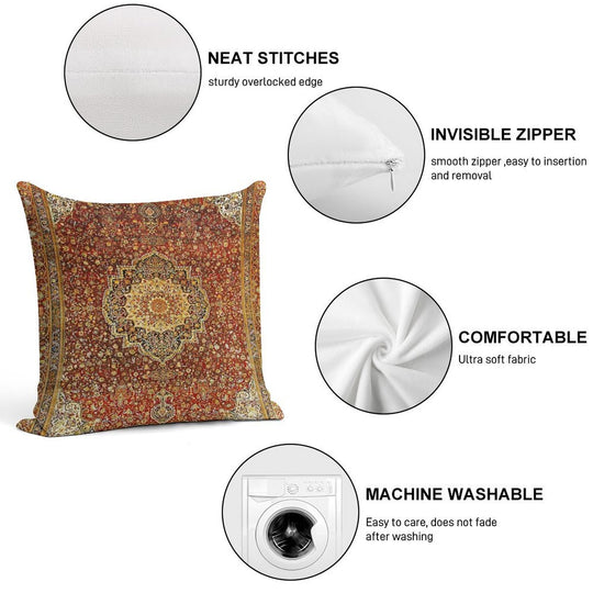 Khorasan Antique Persian Carpet Print Soft Home Decor Throw Pillow