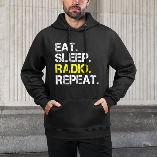 Funny Radio Lover Gift Eat Sleep Radio Repeat Pilling-Resistant Hoodie