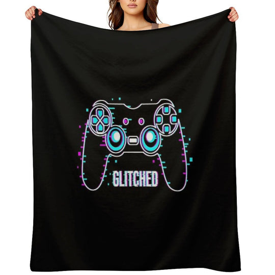 Video Game Controller - Glitched Plush Throw Blanket