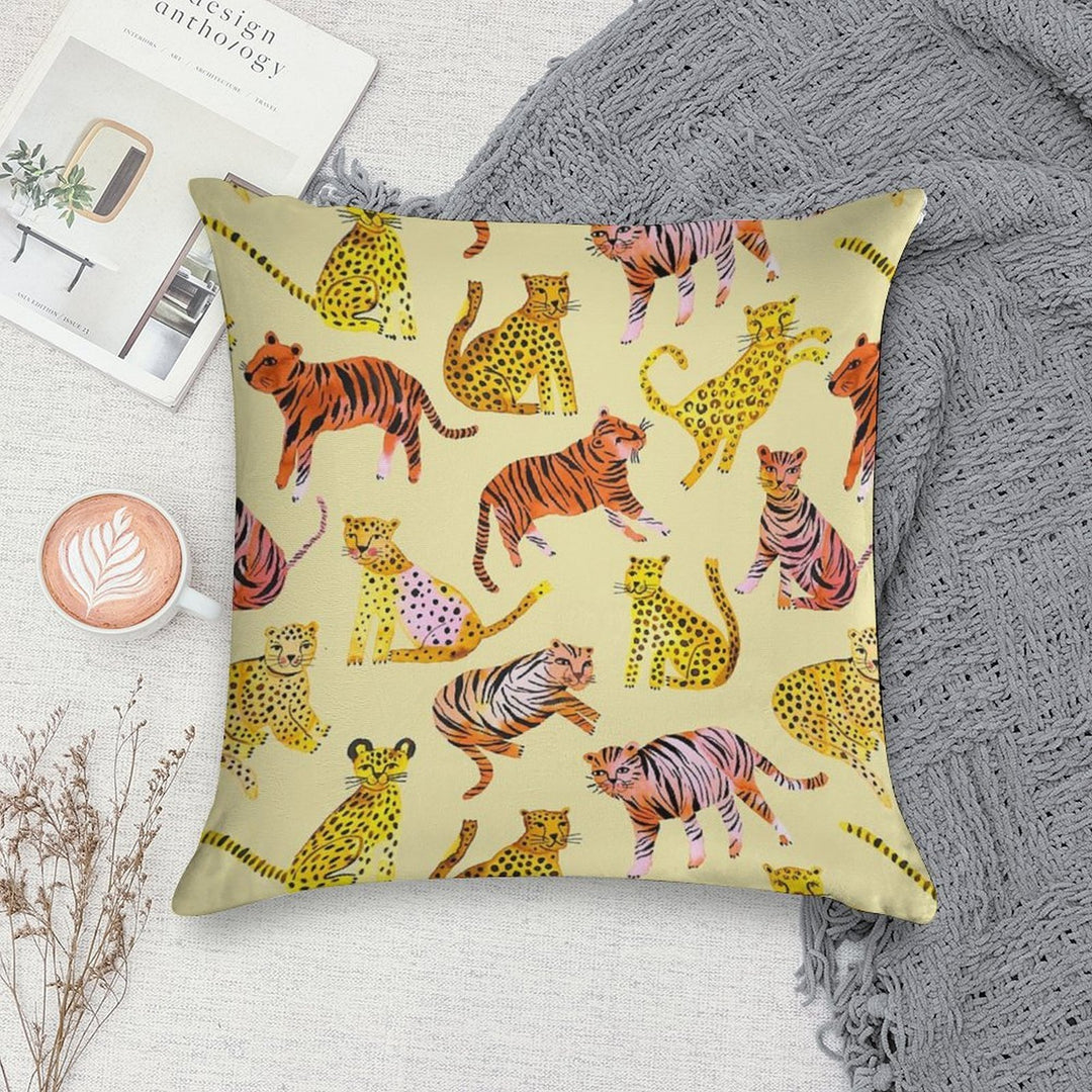 Tigers And Leopards Africa Savannah Soft Easy Maintenance Throw Pillow
