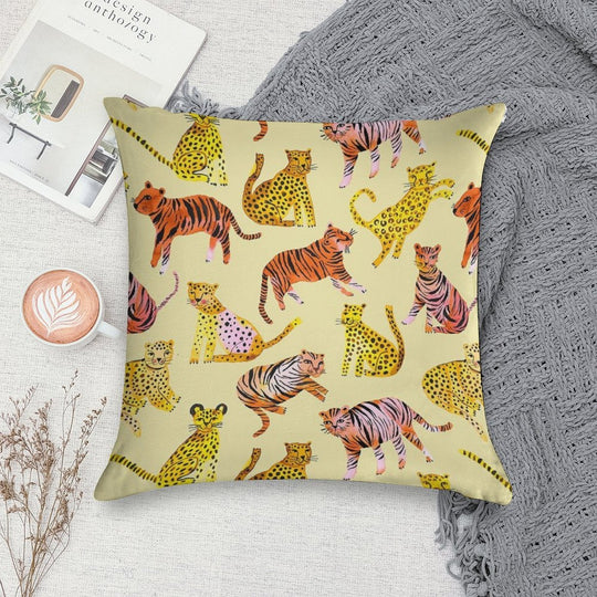 Tigers And Leopards Africa Savannah Soft Easy Maintenance Throw Pillow