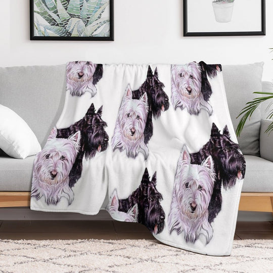 Scotty And Westie Gallimaufry Plush Throw Blanket