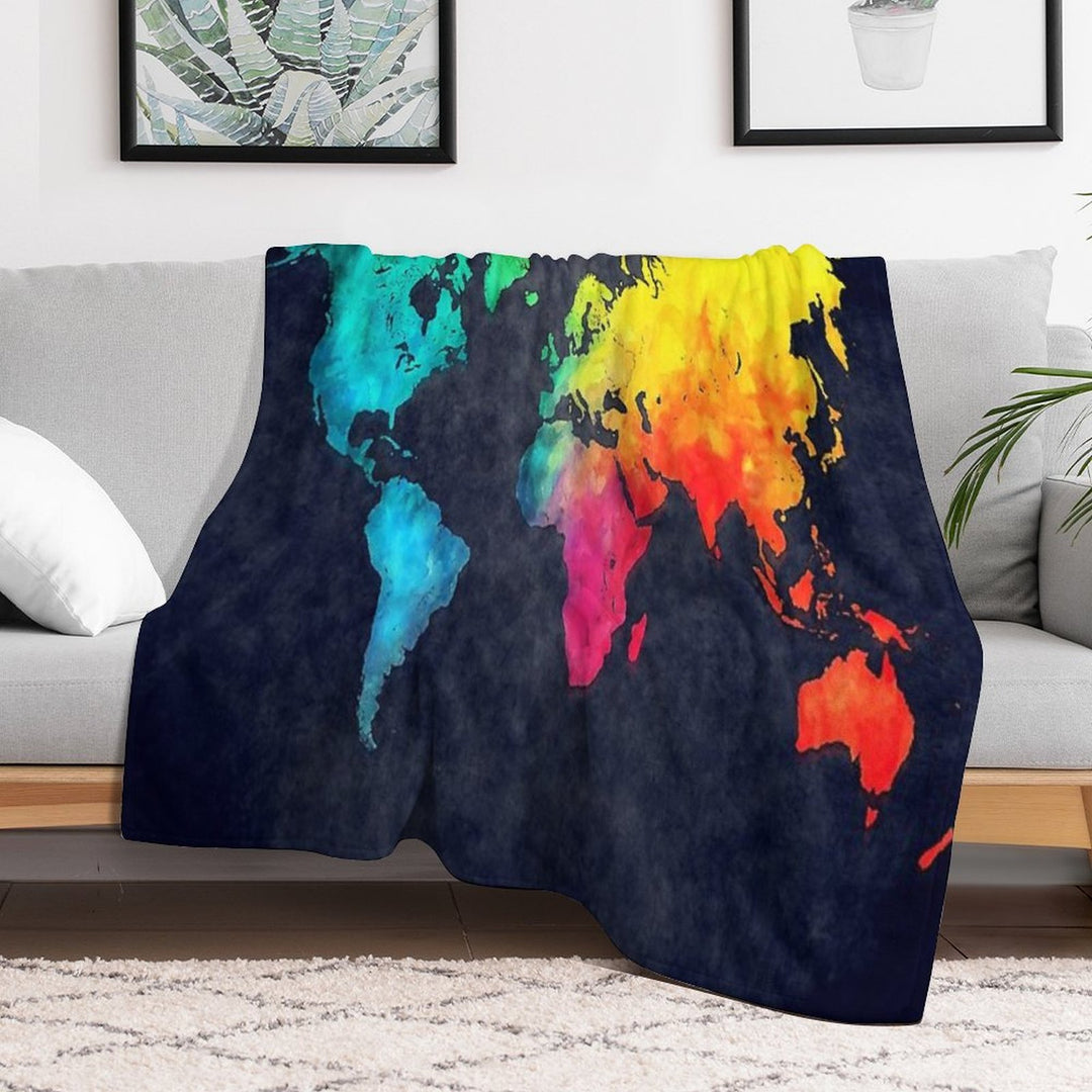 World Map Watercolor 6 #map #worldmap Durable Throw Blanket