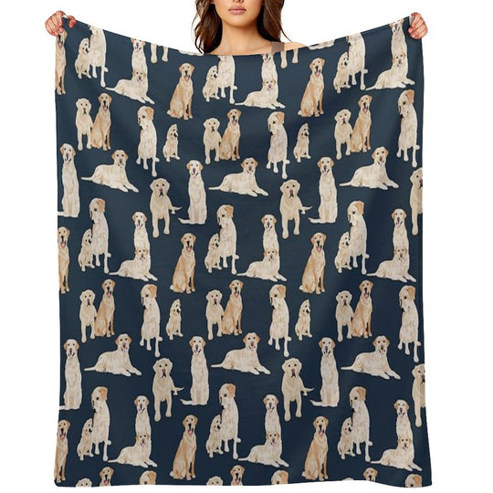 Yellow Labs Navy Machine-washable Throw Blanket