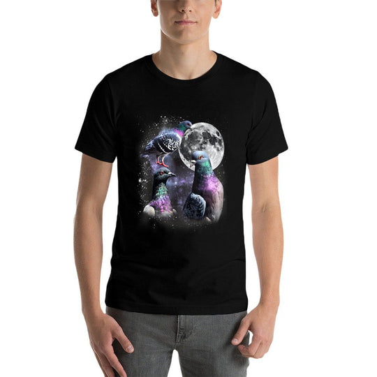 Funny Three Pigeon Moon Weird Cursed Meme 3 Pigeon Silly  Wrinkle-resistant T-Shirt