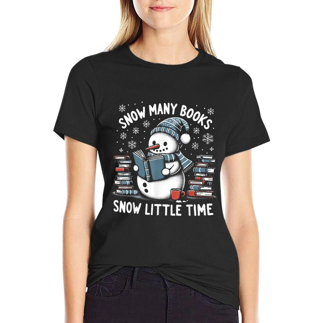 Reading Snowman So Many Books Funny Christmas Men Women Kids  Slim-fit Cut T-Shirt