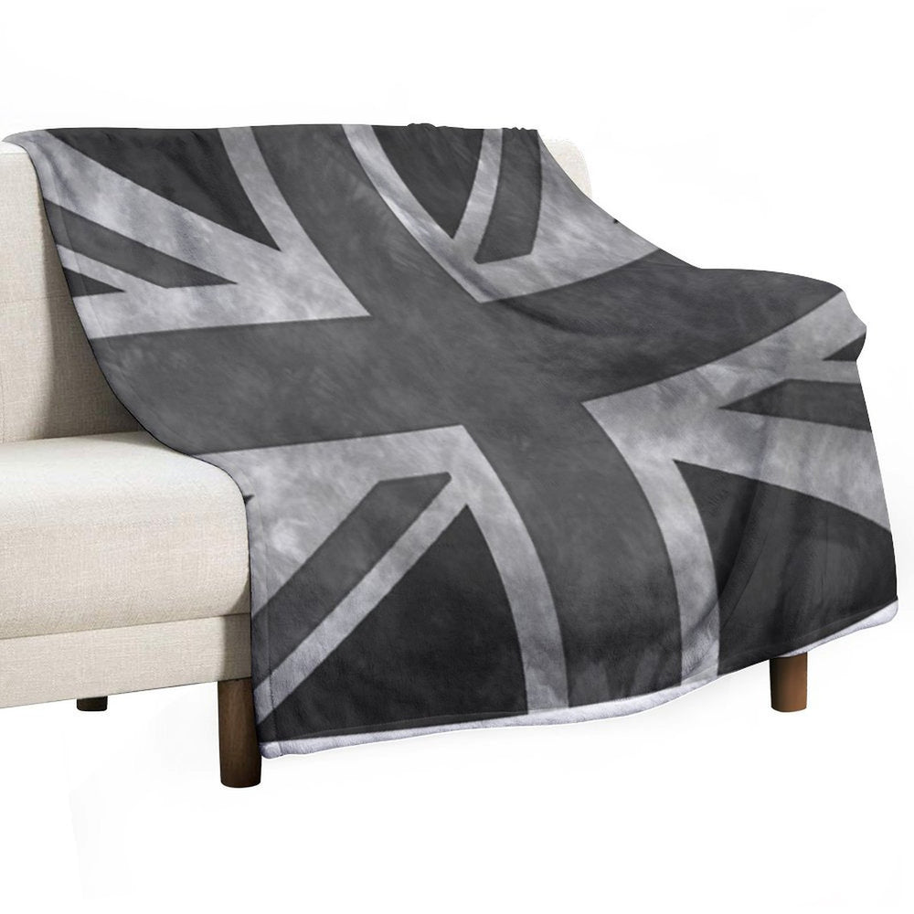Greyscale Distressed Union Jack Lightweight Throw Blanket