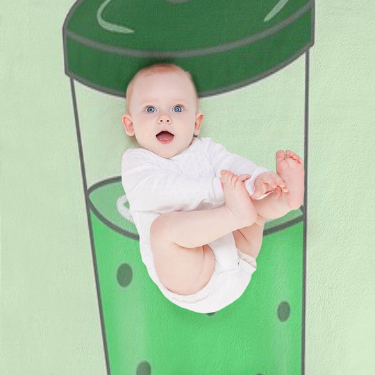 Green Boba Digital Doodle Gift-ready Throw Blanket