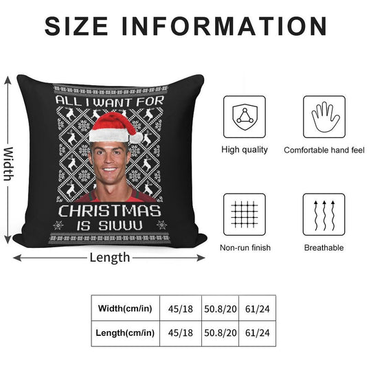 Cristiano Ronaldo Siuuu Christmas Sweater Soft Ultra-Soft Texture Throw Pillow