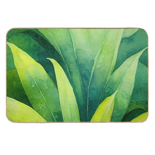 Lush Green Botanical Tropical Leaves  Non-Slip Bath Mat