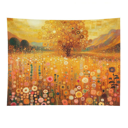 Klimt Flower Garden Gold Tapestry