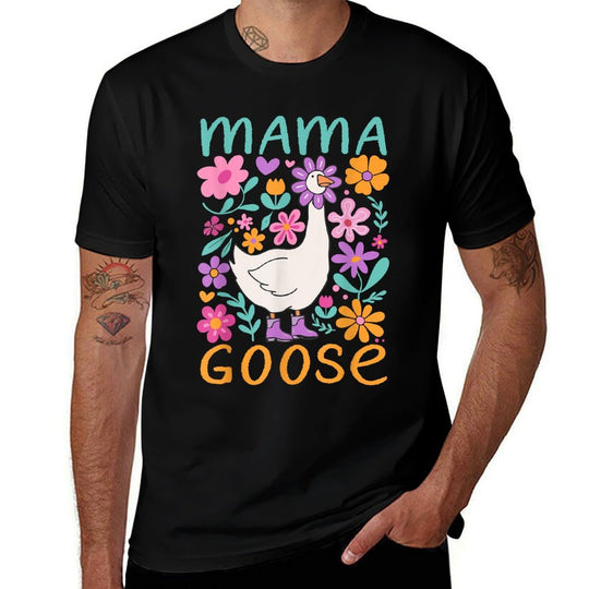Funny Silly Goose Mom Mommy Mothers Day Floral Mama Goose  Moisture-wicking T-Shirt