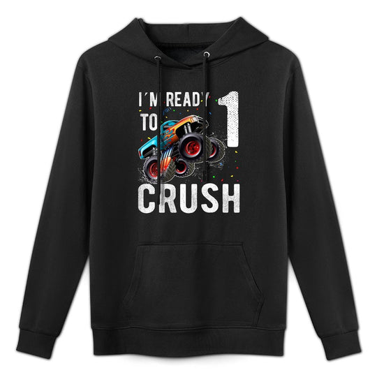 Kids Kids Monster Truck 1 Year Old 1st Birthday Boy Monster Versatile Streetwear Hoodie