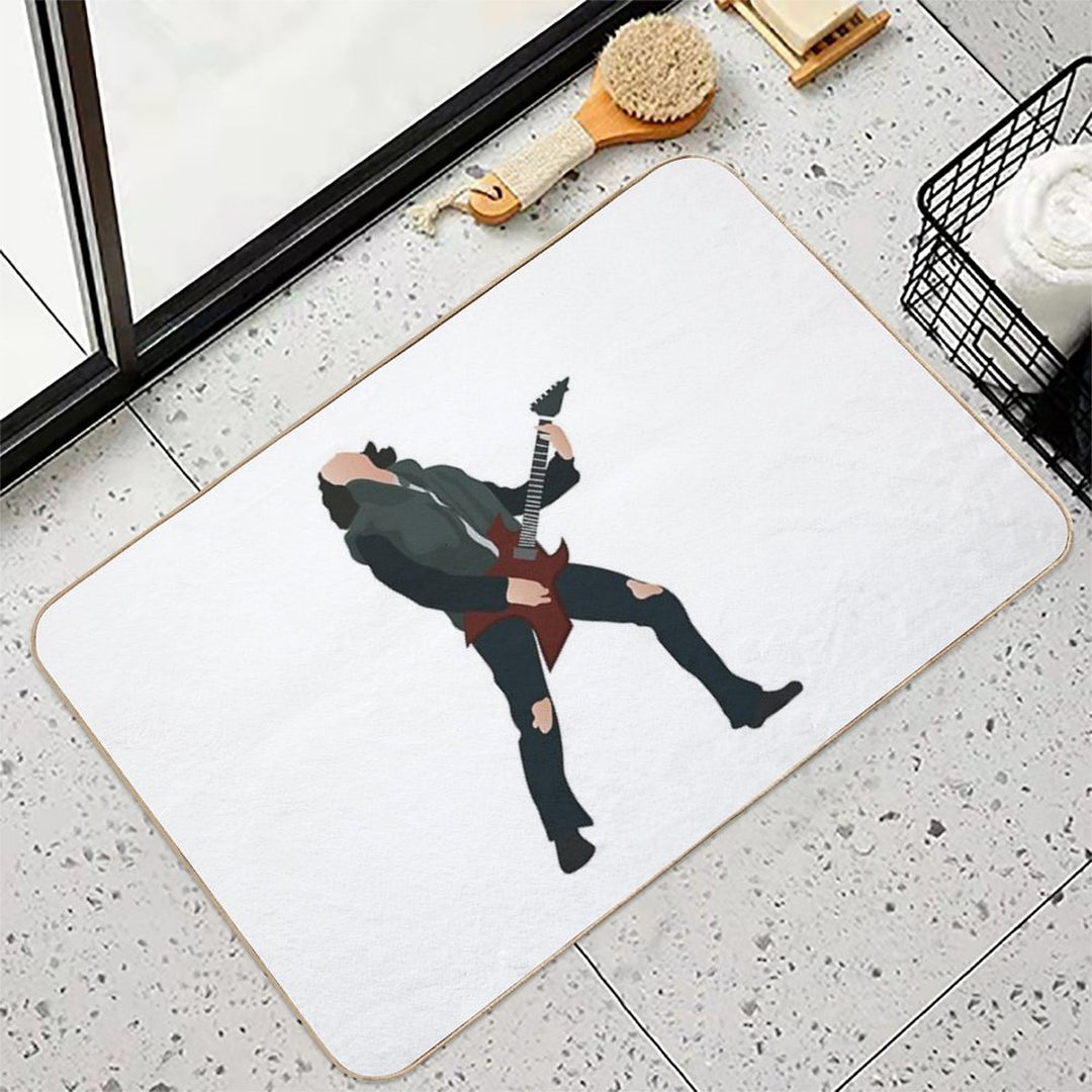 Stranger Things  Eddie Munson with His Guitar - She Was Destined for An Alternate Dimension.  Fade-Resistant Bath Mat