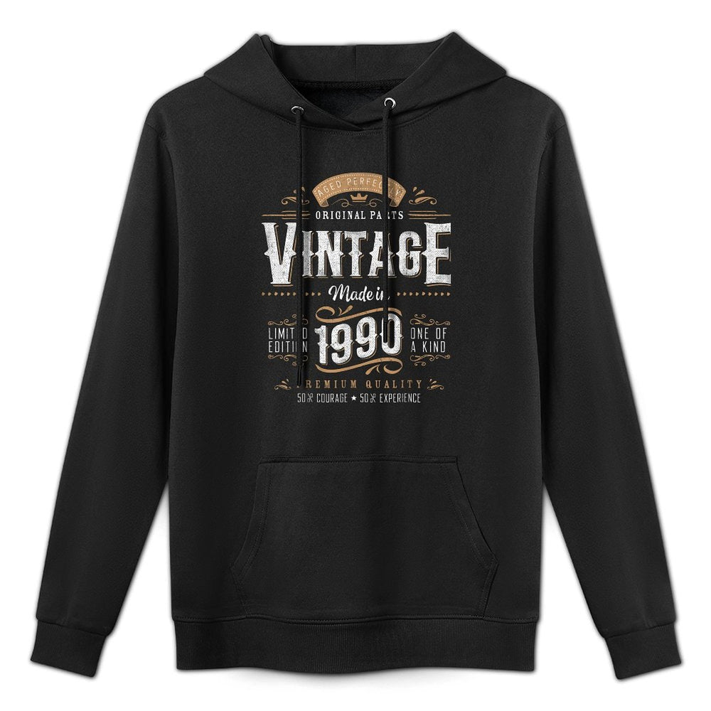 Vintage 1990 35th Birthday Gifts Women Men 35 Year Old Relaxed Fit Hoodie