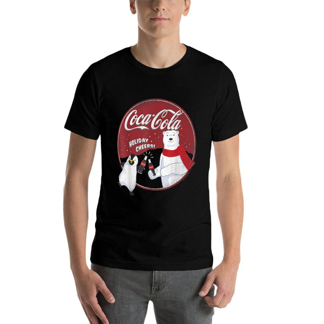 Coca-Cola Holiday Cheers Polar Bear Circle Logo  Fade-proof Color T-Shirt