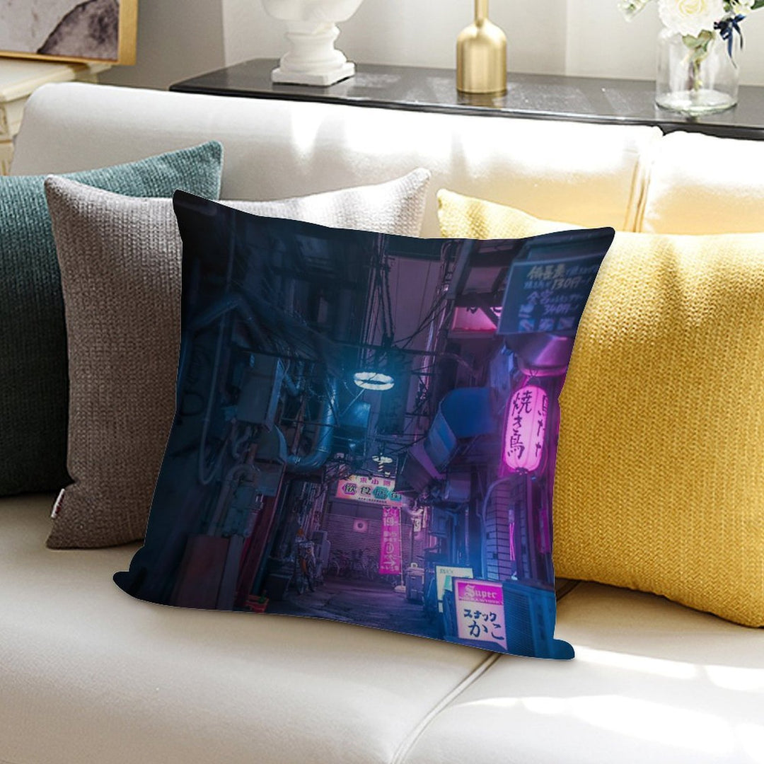 Dark City Vibes in Tokyo Soft Skin-Friendly Throw Pillow