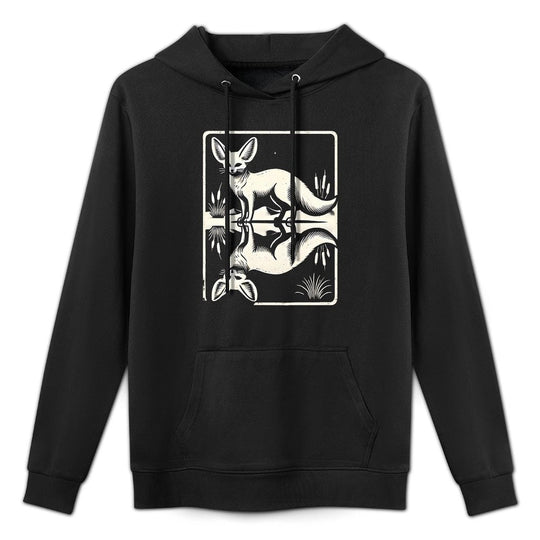 Fennec with Reflection in Desert Landscape Shrink-Resistant Hoodie