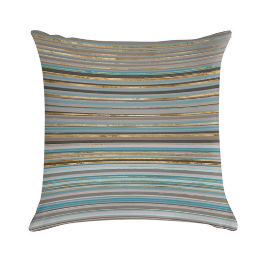 Taupe, Gold And Teal Stripes Soft Washable Throw Pillow