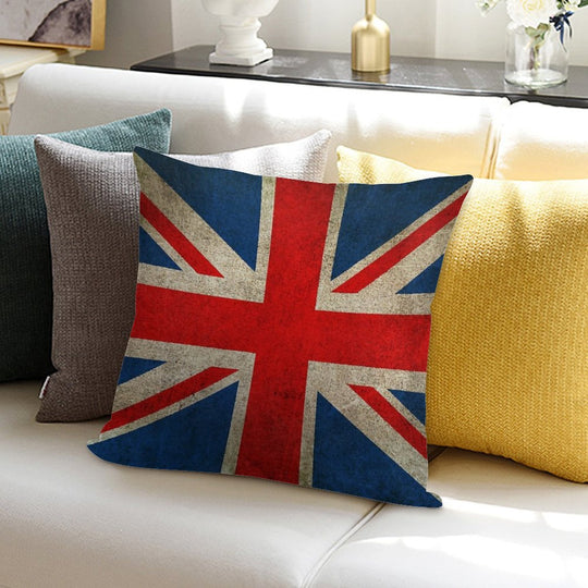 Old And Worn Distressed Vintage Union Jack Flag Soft Luxury Feel Throw Pillow