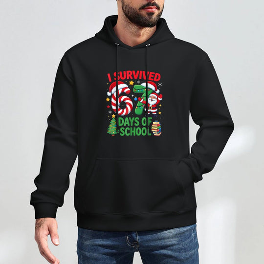I Survived 67 Days of School Christmas Candy Cane Six Seven Relaxed Fit Hoodie