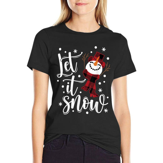Snowmen Let It Snow Christmas Funny Family Matching Xmas  Rolled Sleeves T-Shirt
