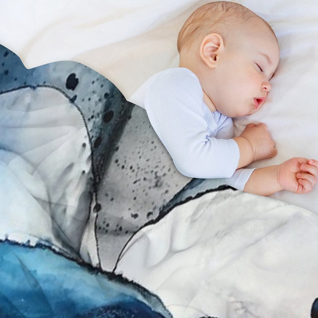 White Sand Blue Sea - Alcohol Ink Painting Premium Throw Blanket