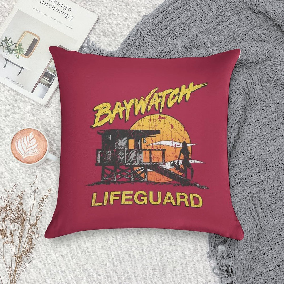 Baywatch Lifeguard Sunset 1989 Soft Skin-Friendly Throw Pillow