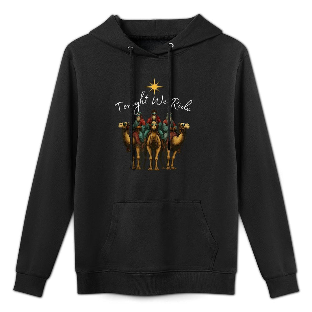 Tonight We Ride Christmas, 3 Wise Men, Christian Christmas Medium-Weight Fabric Hoodie
