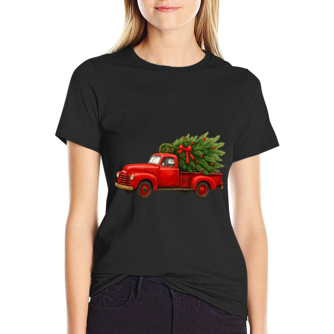 Vintage Red Truck Christmas Tree Winter Season  Soft T-Shirt