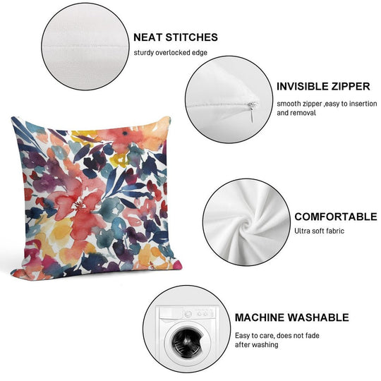 Abstract Watercolor Flowers 31, Colorful Bouquet Illustration Soft Anti-Pilling Throw Pillow