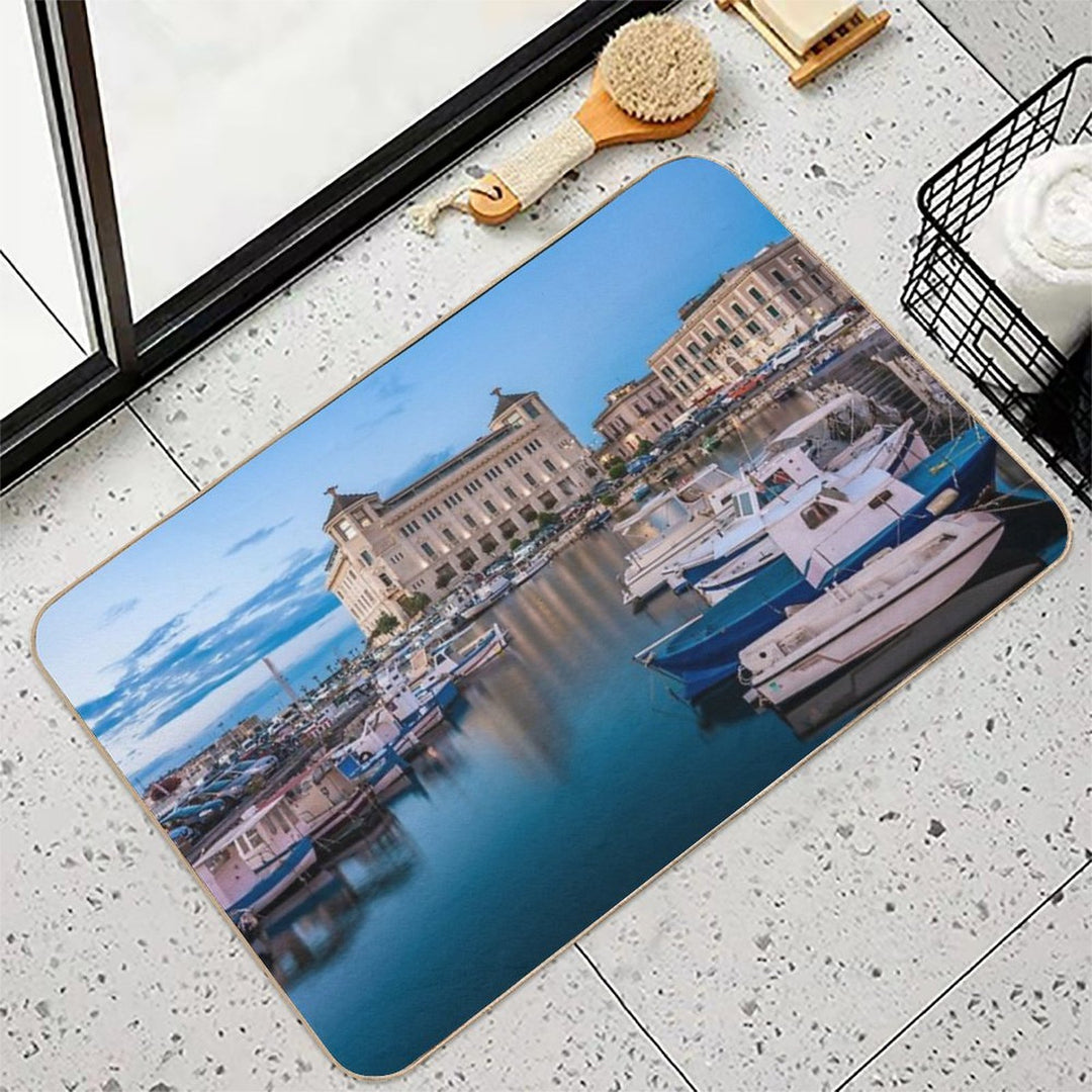 Syracuse Harbor in The Evening  Easy To Clean Bath Mat
