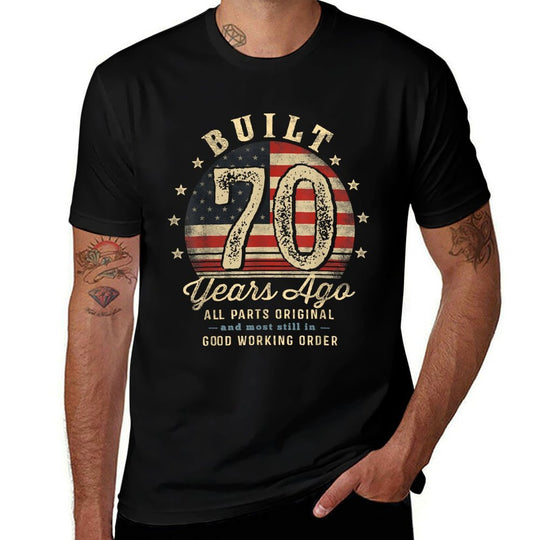 Built 70 Years Ago Funny 70th Birthday USA  Moisture-wicking T-Shirt