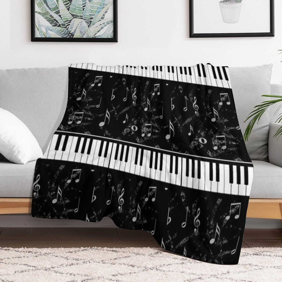 Black And White Piano Music Pattern Multi-functional Throw Blanket