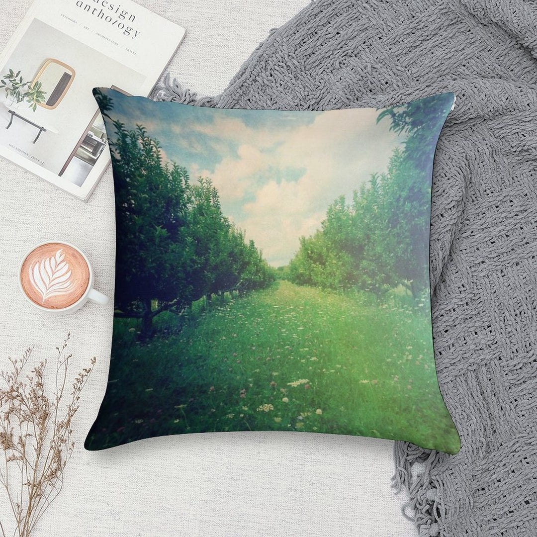 Apple Orchard in Spring Soft Easy Maintenance Throw Pillow