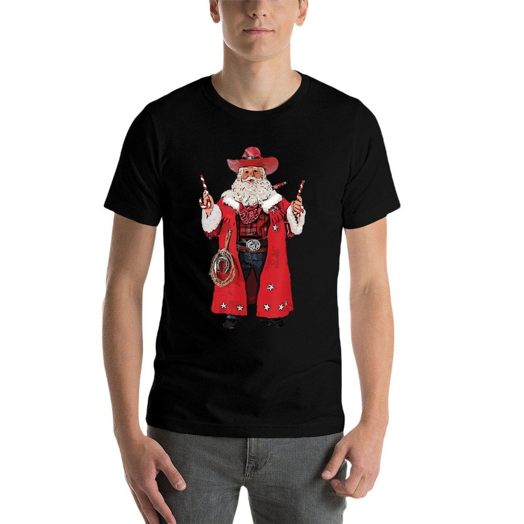Retro Merry Christmas Howdy Santa Cowboy Western Santa  Slim-fit Cut T-Shirt