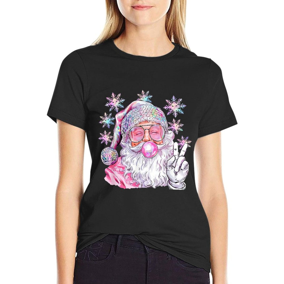 Vintage Retro Santa Christmas Pink Sunglasses Bubble Gum  Stretchy T-Shirt