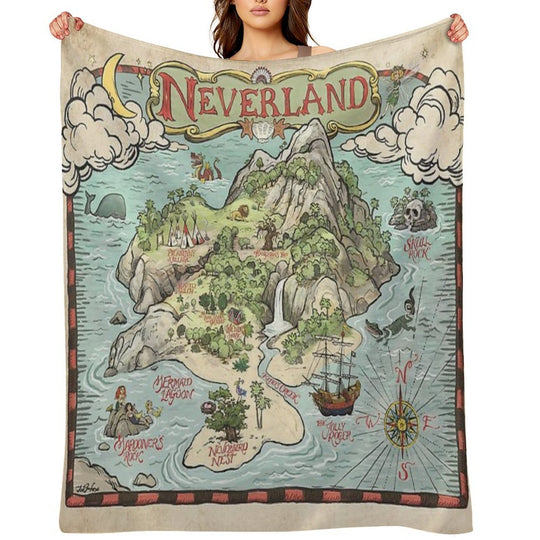 Neverland Map Machine-washable Throw Blanket