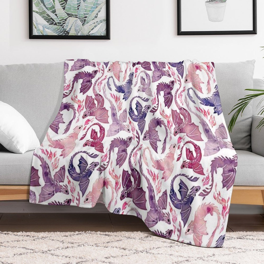 Dragon Fire Pink & Purple Shrink-resistant Throw Blanket