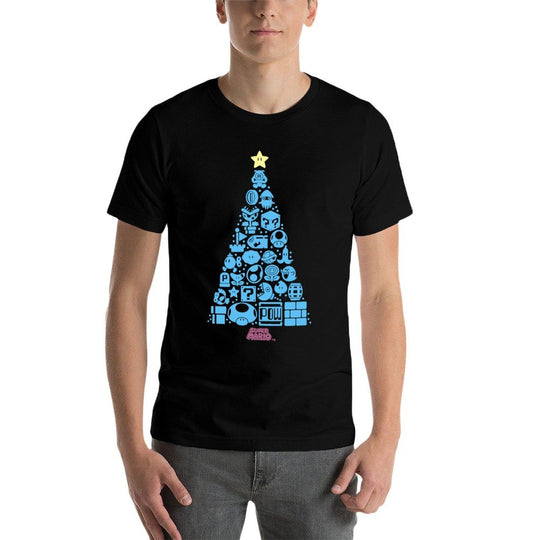Super Mario Item Characters Christmas Tree Graphic  Vintage-inspired T-Shirt