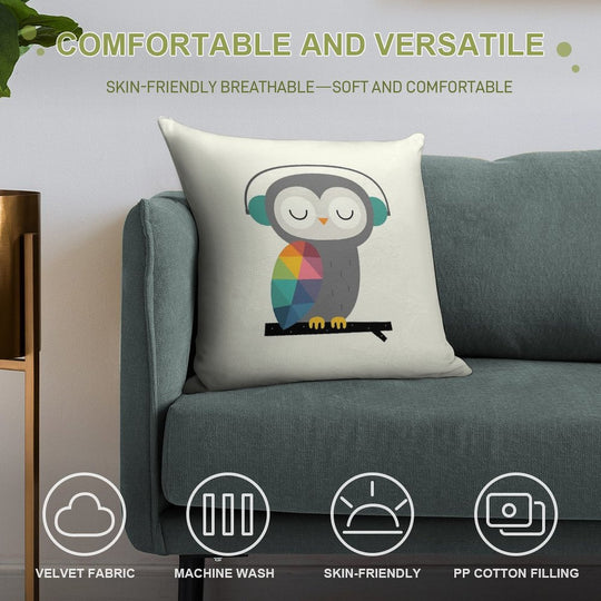 Owl Time Soft Reinforced Edging Throw Pillow