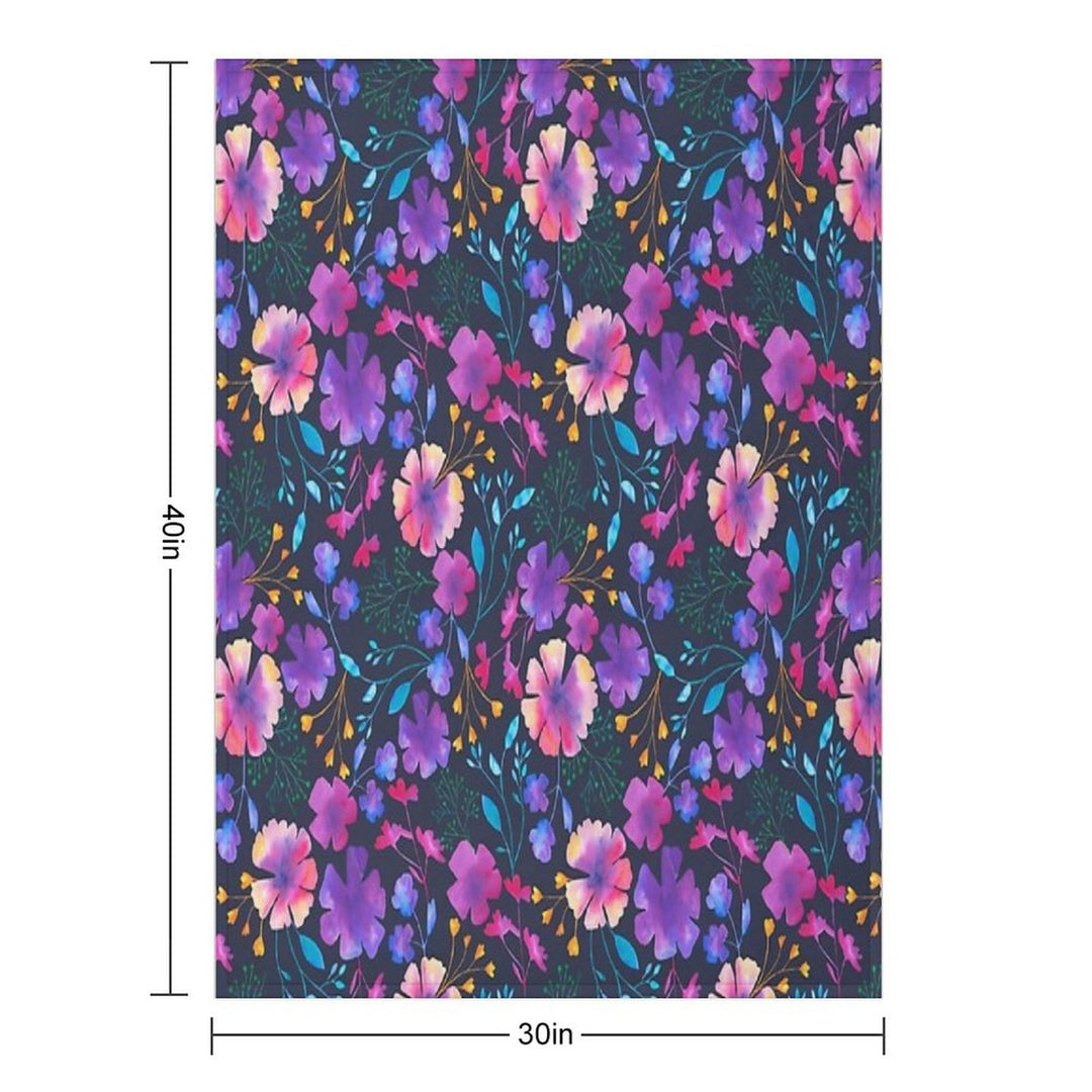 Fluro Floral Watercolour Flower Pattern Easy Care Throw Blanket